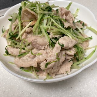 水菜と豚肉の塩炒め